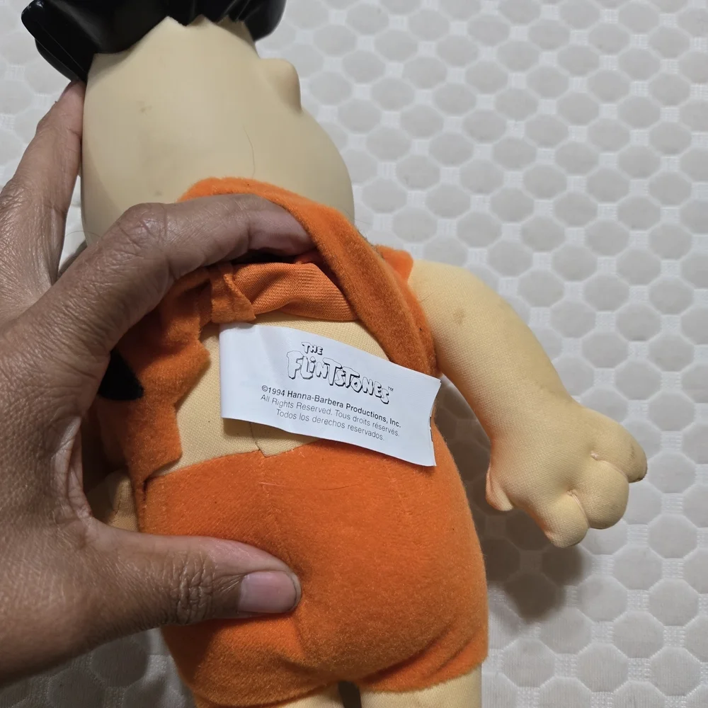 THE FLINTSTONES VINTAGE PEDRO Cartoon Character Plush Doll with Orange Outfit